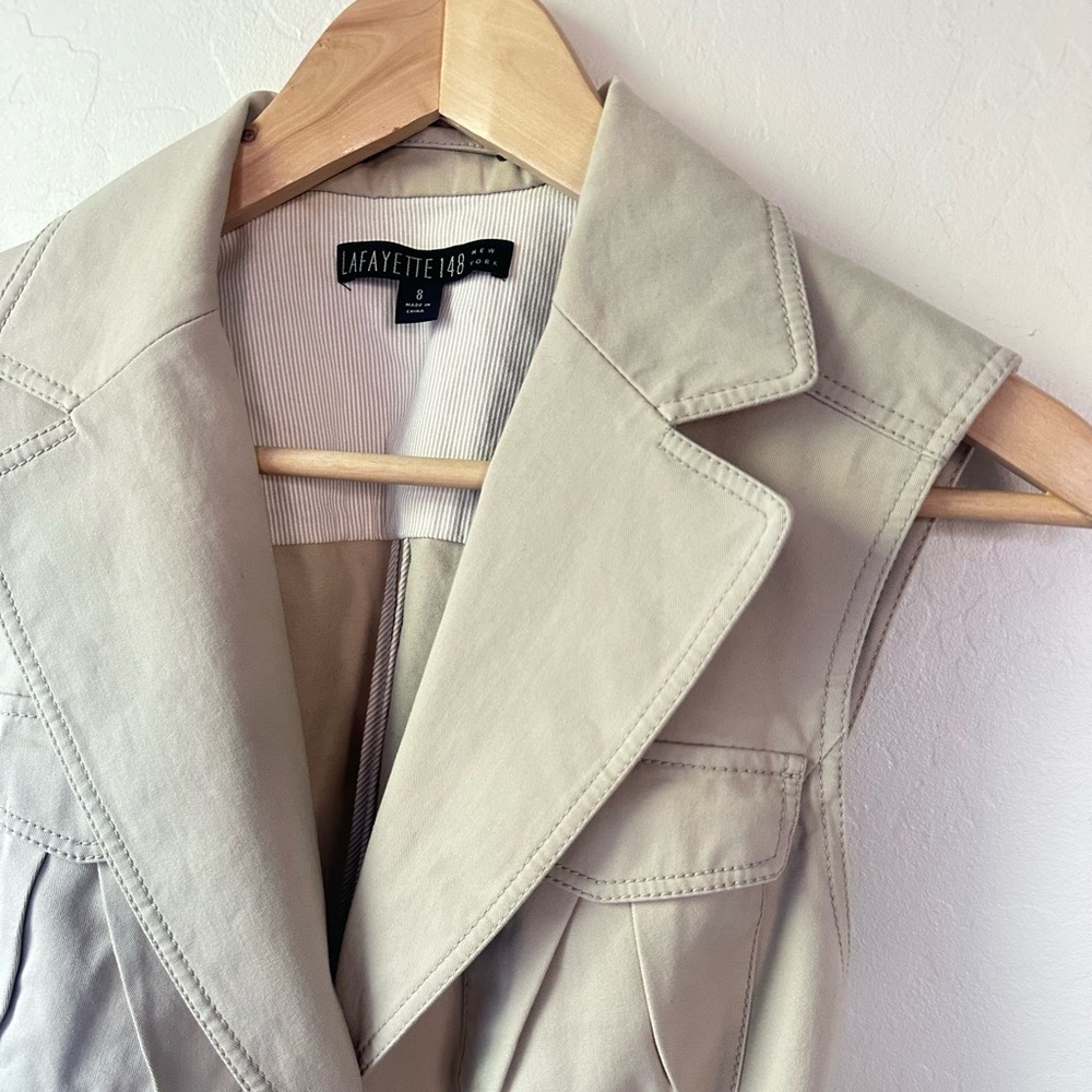 Lafayette 148 New York Tan Safari Cargo Vest Size 8 Utility Pockets - Picture 4 of 7